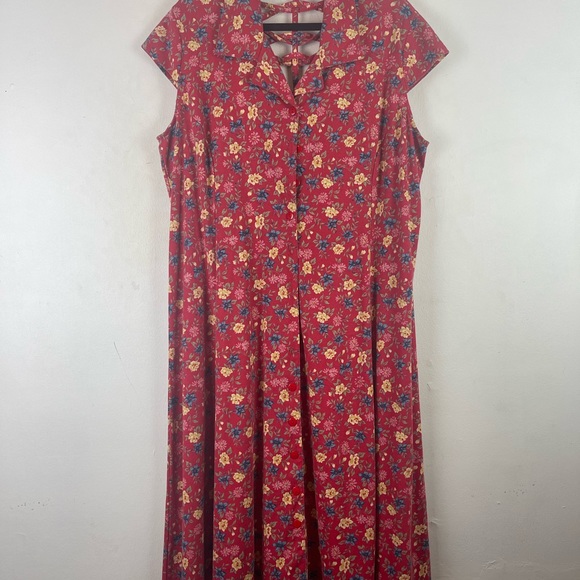 Main Street Classics Red Floral Midi Dress Size 18 - Picture 3 of 8